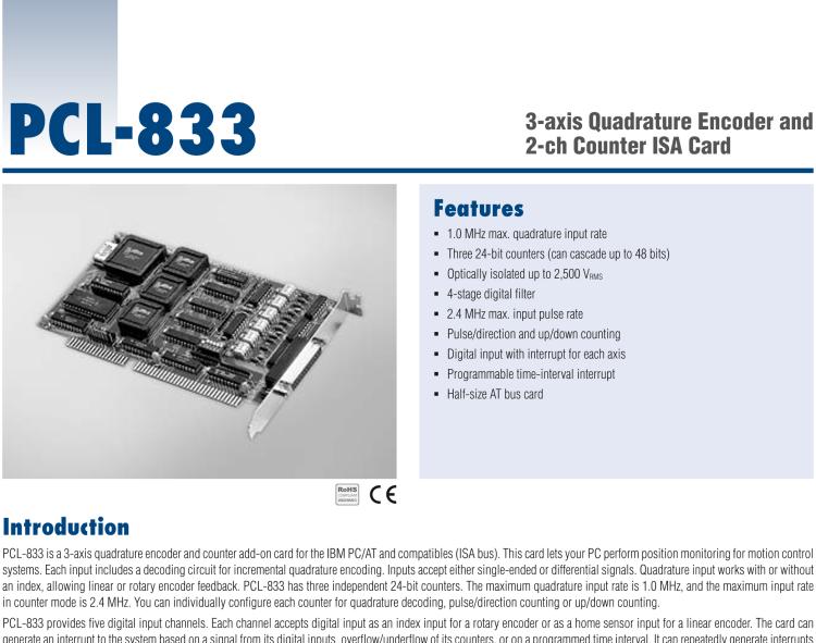 研華PCL-833 三軸正交編碼器、計數(shù)器卡
