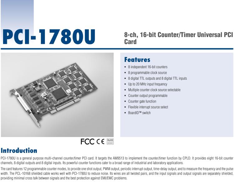 研華PCI-1780U 8通道計數/計時卡，支持TTL DIO