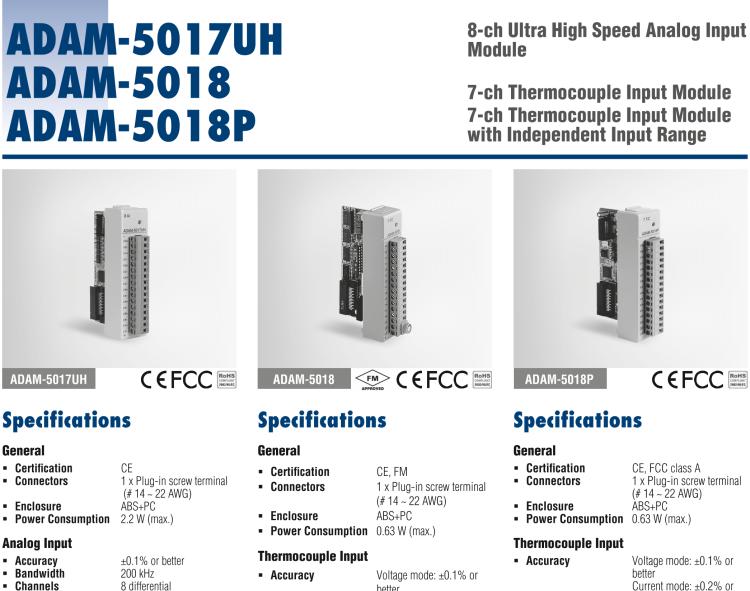 研華ADAM-5018P 7通道熱電偶輸入模塊，具獨(dú)立輸入范圍