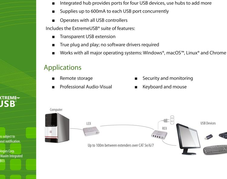 研華BB-00-00348 USB Extender, 4 Port, USB 2.0 over CAT 5e, 100m, EU Power Supply