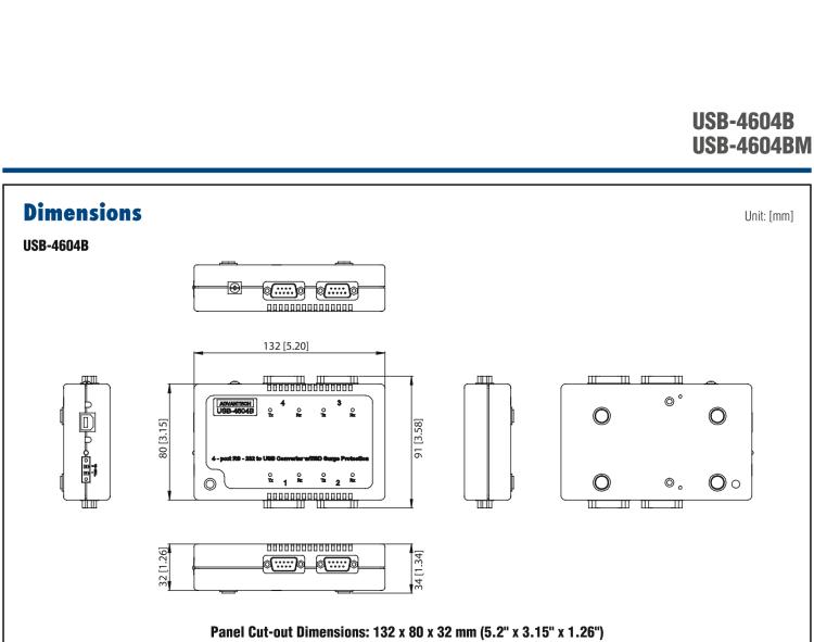 研華USB-4604BM USB轉(zhuǎn)4端口RS-232/422/485 轉(zhuǎn)換器，帶浪涌保護