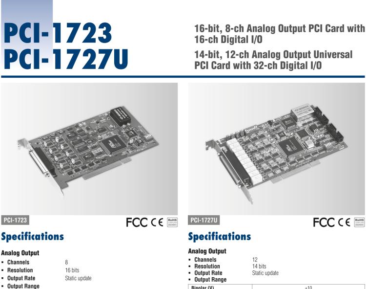 研華PCI-1727U 14位，12通道同步模擬輸出卡