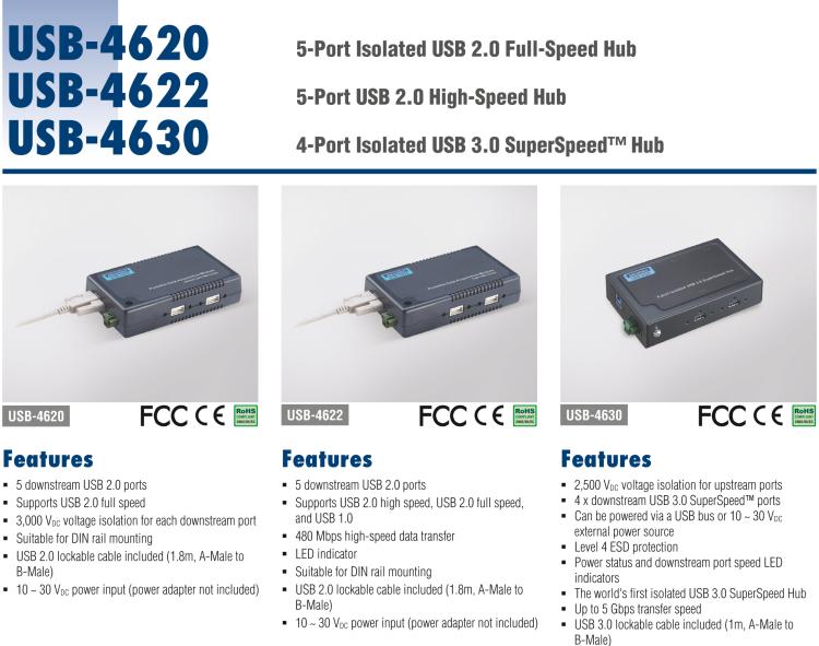 研華USB-4620 ULI-415C 電路模塊，5端口隔離USB2.0集線器