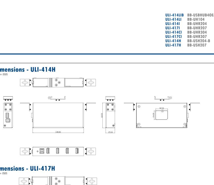 研華BB-USBHUB4OEM ULI-414LIB-工業(yè)USB 2.0集線器，4端口，高穩(wěn)固力連接器