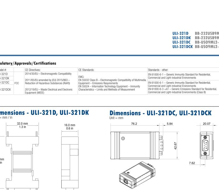 研華BB-232USB9M-LS ULI-321DK USB 2.0到RS-232轉(zhuǎn)換器，DB9公頭 端口號(hào)鎖定