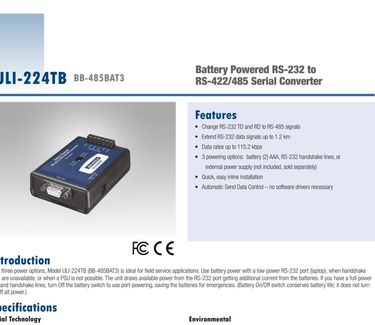 研華BB-485DRCI ULI-224TCI 三隔離RS-232至RS-422/485轉(zhuǎn)換器