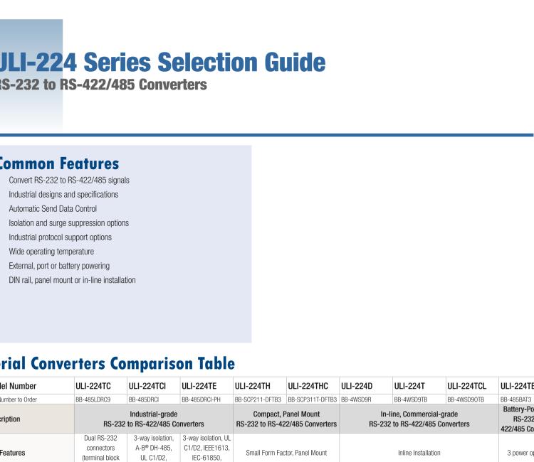 研華BB-485BAT3 ULI-224TB RS-232（DB9母頭至RS-422/485（接線端子）轉(zhuǎn)換器，電池供電