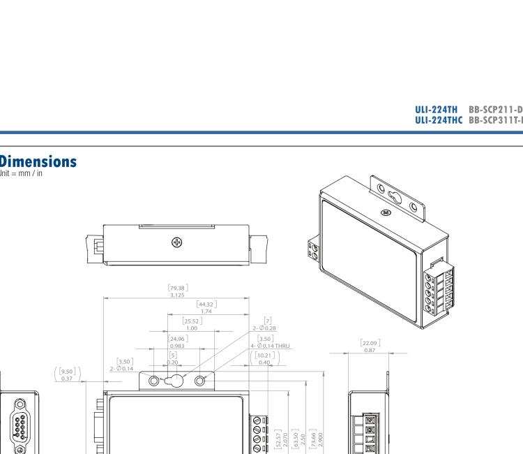 研華BB-4WSD9TB ULI-224T-RS-232（DB9母頭）至RS422/485（接線端子）轉(zhuǎn)換器