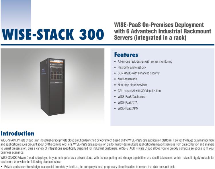 研華WISE-STACK-300 WISE-PaaS On-Premises Deployment with 6 Advantech Industrial Rackmount Servers (integrated in a rack)